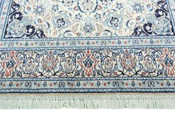 Full view of 2000s Nain rug from Iran / Persia, 210 × 125 cm in Beige tones