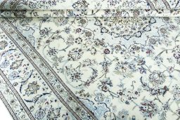 Close-up detail of 2000s Nain rug from Iran / Persia showing Wool weave