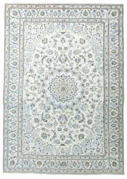 Full view of 2000s Nain rug from Iran / Persia, 340 × 242 cm in Beige tones