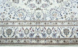 Full view of 2000s Nain rug from Iran / Persia, 340 × 242 cm in Beige tones