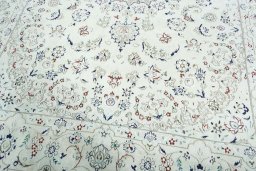 Close-up detail of 2000s Nain rug from Iran / Persia showing Wool weave