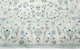 Full view of 2000s Nain rug from Iran / Persia, 342 × 242 cm in Beige tones