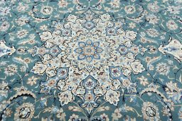 Central medallion detail of 2000s Nain rug from Iran / Persia