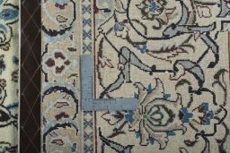 Backside of handmade 2000s Nain rug showing knot structure and weave density