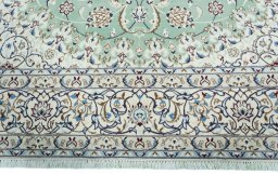 Full view of 2000s Nain rug from Iran / Persia, 395 × 300 cm in Green tones