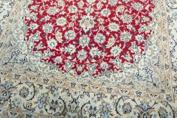 Close-up detail of 2000s Nain rug from Iran / Persia showing Wool weave