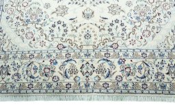 Full view of 2000s Nain rug from Iran / Persia, 303 × 200 cm in Beige tones
