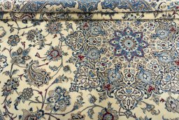Close-up detail of 2000s Nain rug from Iran / Persia showing Wool weave