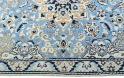 Full view of 2000s Nain rug from Iran / Persia, 136 × 88 cm in Blue tones