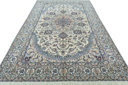 Surface texture of New Nain rug with natural Wool and intricate pattern
