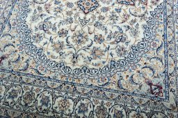 Close-up detail of New Nain rug from Iran / Persia showing Wool weave