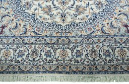Full view of New Nain rug from Iran / Persia, 335 × 203 cm in Beige tones