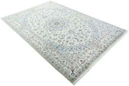 Close-up detail of New Nain rug from Iran / Persia showing Wool weave