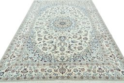 Surface texture of New Nain rug with natural Wool and intricate pattern