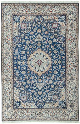 Full view of 2000s Nain rug from Iran / Persia, 303 × 200 cm in Blue tones
