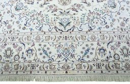 Full view of 2000s Nain rug from Iran / Persia, 356 × 248 cm in Beige tones