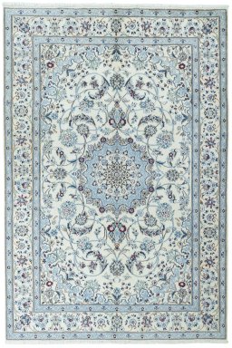 Full view of 2000s Nain rug from Iran / Persia, 298 × 201 cm in Beige tones