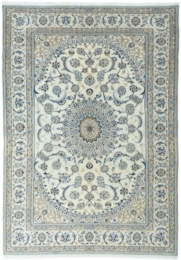 Full view of New Nain rug from Iran / Persia, 293 × 205 cm in Beige tones