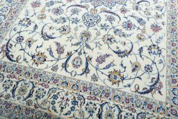 Close-up detail of 2000s Nain rug from Iran / Persia showing Wool weave