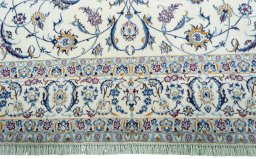 Full view of 2000s Nain rug from Iran / Persia, 355 × 251 cm in Beige tones