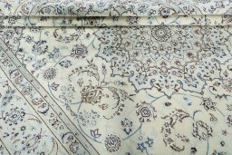 Close-up detail of New Nain rug from Iran / Persia showing Wool weave