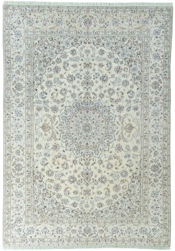 Full view of New Nain rug from Iran / Persia, 351 × 246 cm in Beige tones