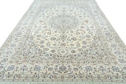 Surface texture of New Nain rug with natural Wool and intricate pattern