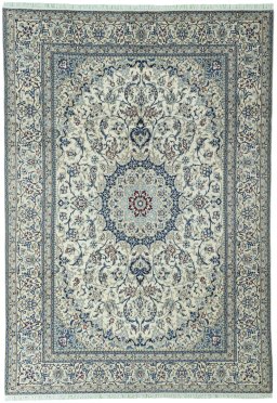 Full view of 2000s Nain rug from Iran / Persia, 354 × 248 cm in Beige tones