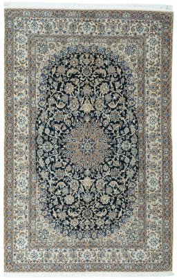 Full view of 2000s Nain rug from Iran / Persia, 275 × 175 cm in Blue tones