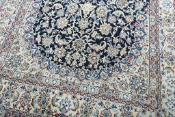 Close-up detail of 2000s Nain rug from Iran / Persia showing Wool weave