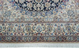 Full view of 2000s Nain rug from Iran / Persia, 275 × 175 cm in Blue tones