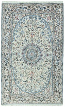 Full view of Unknown Nain rug from Iran / Persia, 262 × 165 cm in Beige tones
