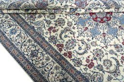 Close-up detail of 2000s Nain rug from Iran / Persia showing Cork weave