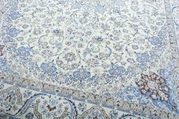 Close-up detail of 2000s Nain rug from Iran / Persia showing Wool weave