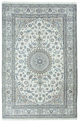 Full view of 2000s Nain rug from Iran / Persia, 305 × 201 cm in Beige tones