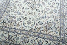 Close-up detail of 2000s Nain rug from Iran / Persia showing Wool weave