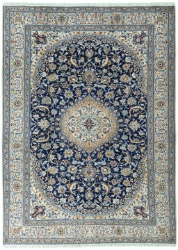 Full view of Unknown Nain rug from Iran / Persia, 338 × 247 cm in Blue tones
