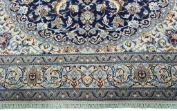 Full view of Unknown Nain rug from Iran / Persia, 338 × 247 cm in Blue tones