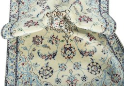 Close-up detail of 2000s Nain rug from Iran / Persia showing Wool weave