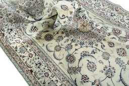 Surface texture of New Nain rug with natural Wool and intricate pattern