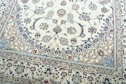 Close-up detail of New Nain rug from Iran / Persia showing Wool weave