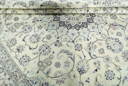 Close-up detail of New Nain rug from Iran / Persia showing Wool weave