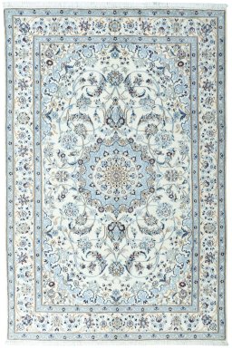 Full view of 2000s Nain rug from Iran / Persia, 298 × 199 cm in Beige tones