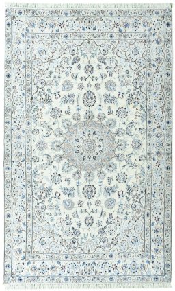 Full view of 2000s Nain rug from Iran / Persia, 242 × 150 cm in Beige tones