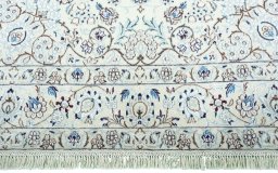 Full view of 2000s Nain rug from Iran / Persia, 242 × 150 cm in Beige tones