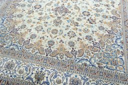 Close-up detail of 2000s Nain rug from Iran / Persia showing Wool weave