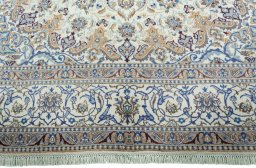Full view of 2000s Nain rug from Iran / Persia, 390 × 293 cm in Beige tones