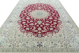 Surface texture of New Nain rug with natural Wool and intricate pattern