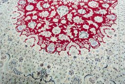 Close-up detail of New Nain rug from Iran / Persia showing Wool weave