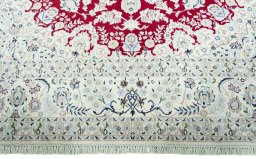 Full view of New Nain rug from Iran / Persia, 347 × 244 cm in Red tones